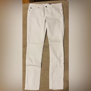 AG Adriano Goldschmied Cream Striped Ankle Pants